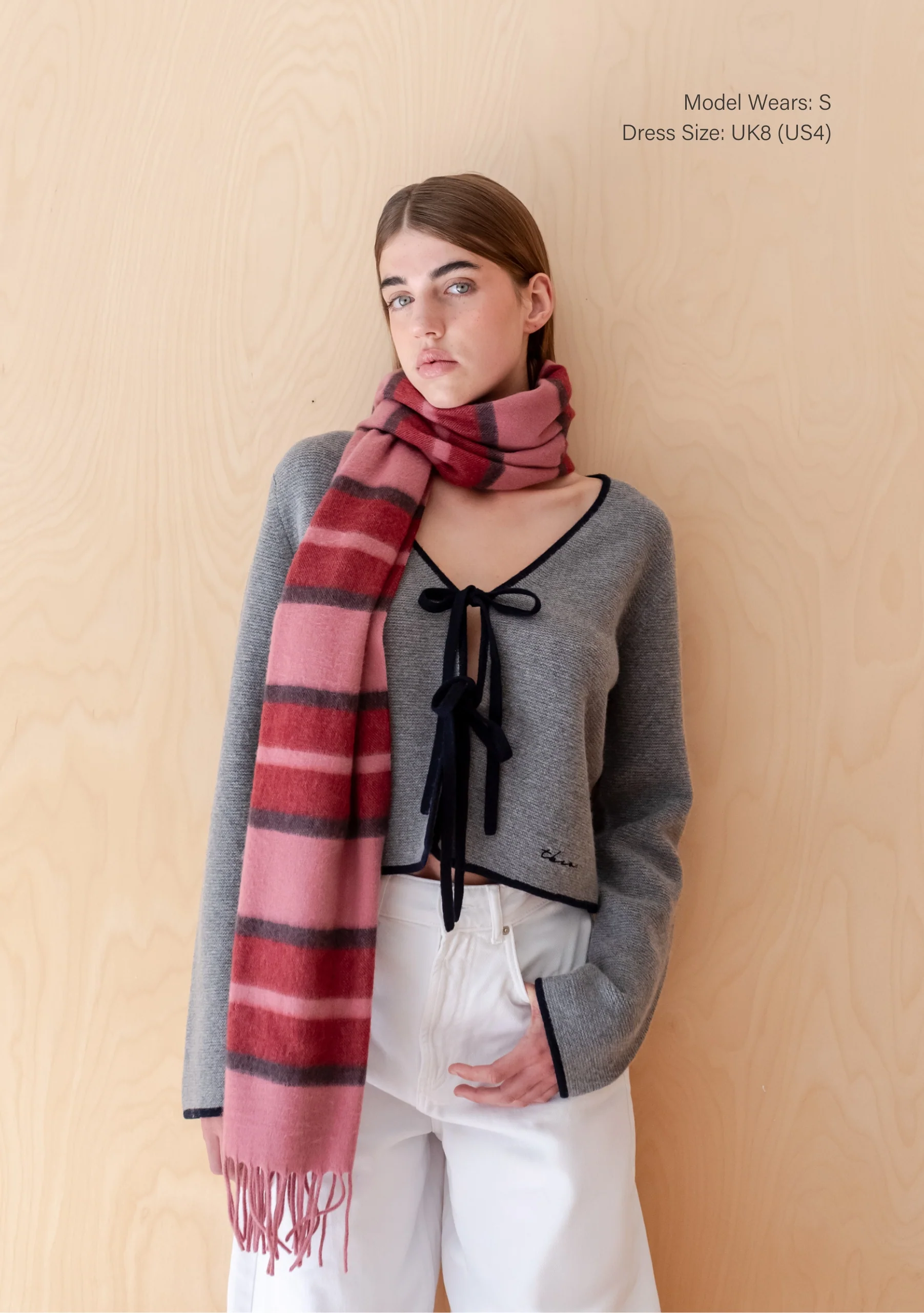 Merino Wool Tie Cardigan in Grey - Image 4