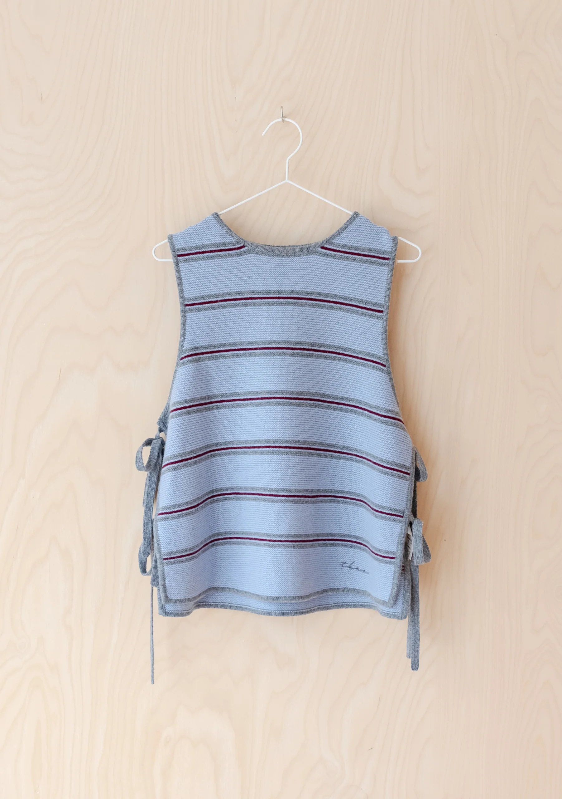 Merino Wool Tie Vest in Blue Stripe - Image 5