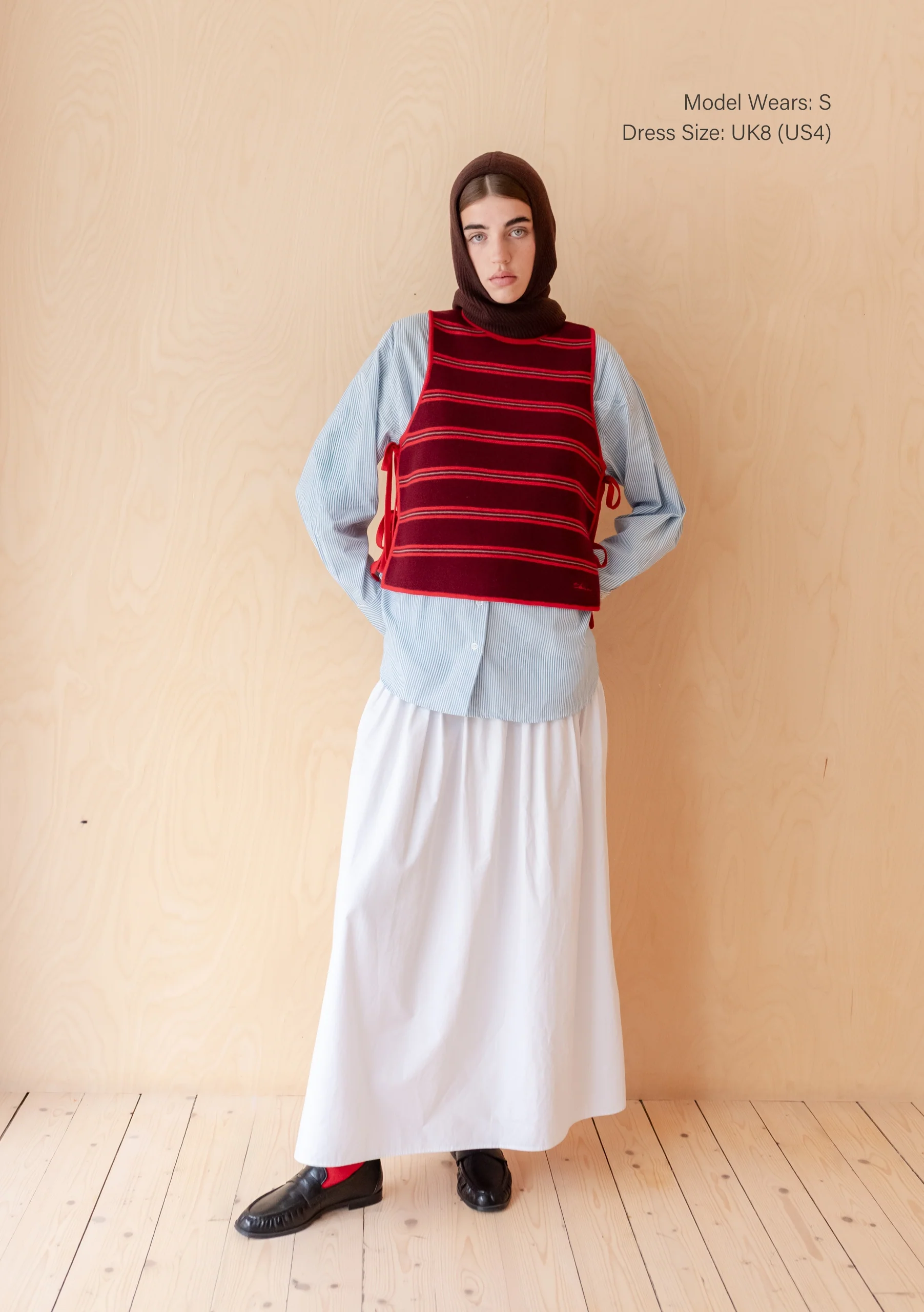 Merino Wool Tie Vest in Burgundy Stripe - Image 4