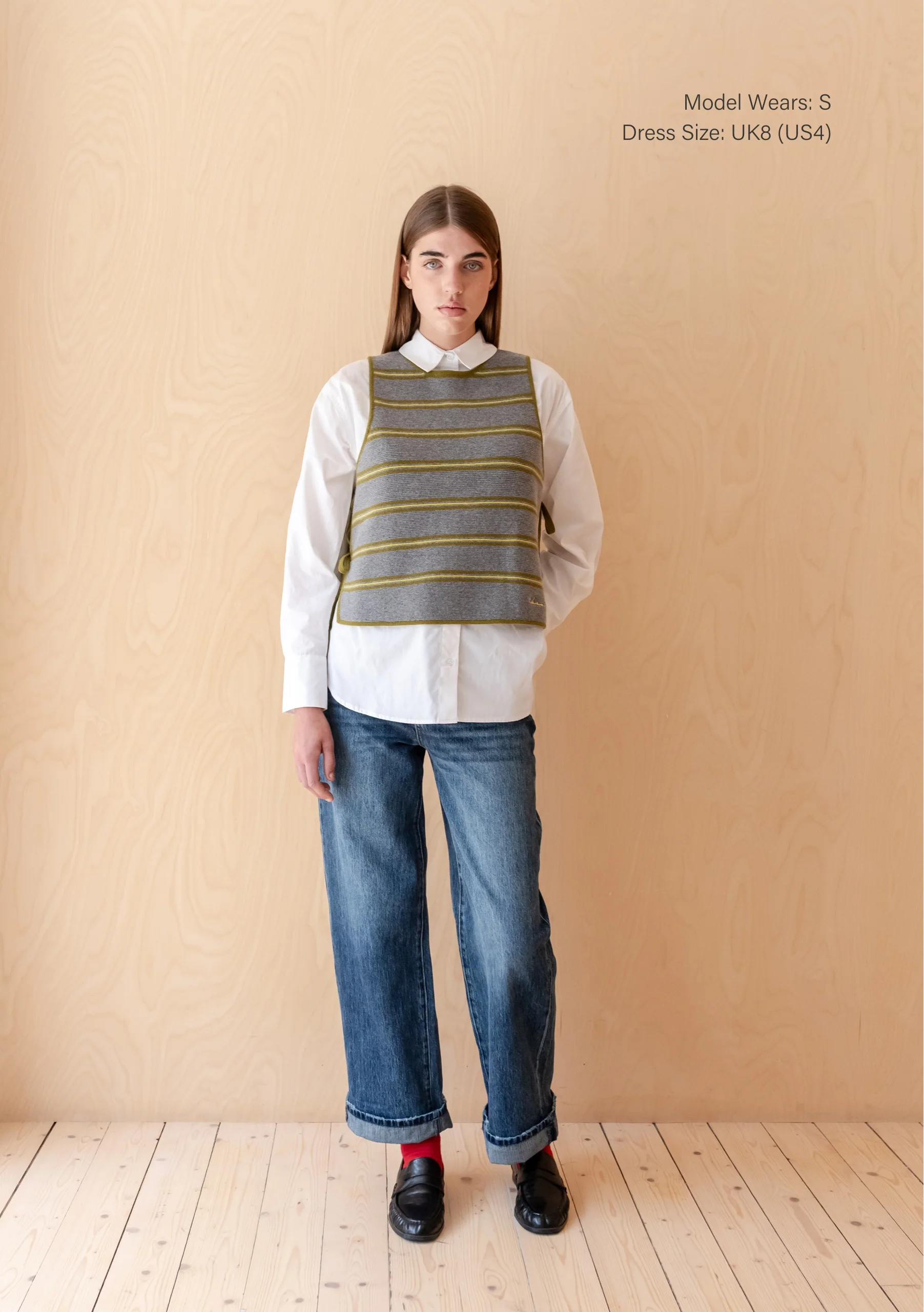 Merino Wool Tie Vest in Green Stripe - Image 4