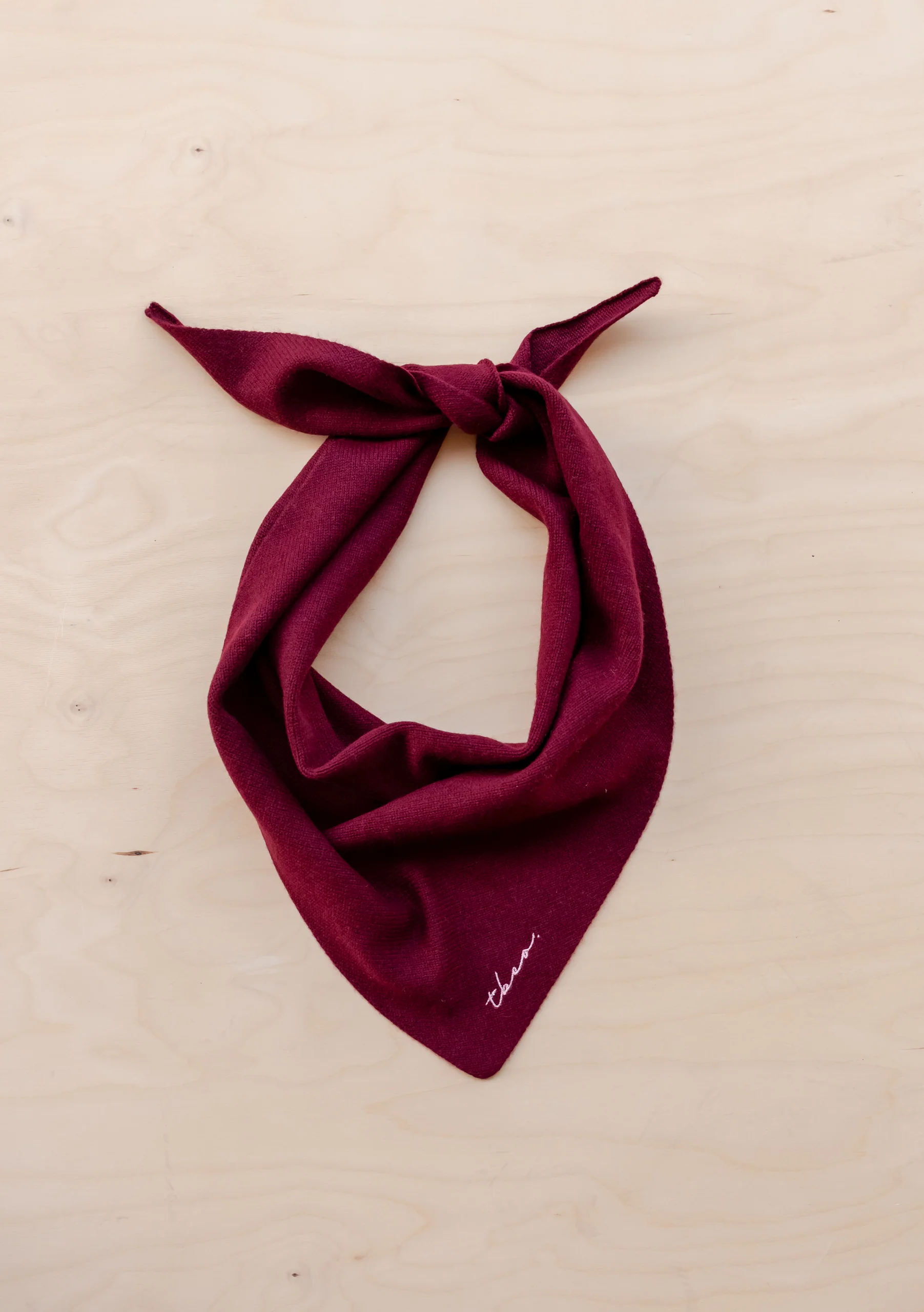 Merino Wool Triangle Scarf in Burgundy - Image 3