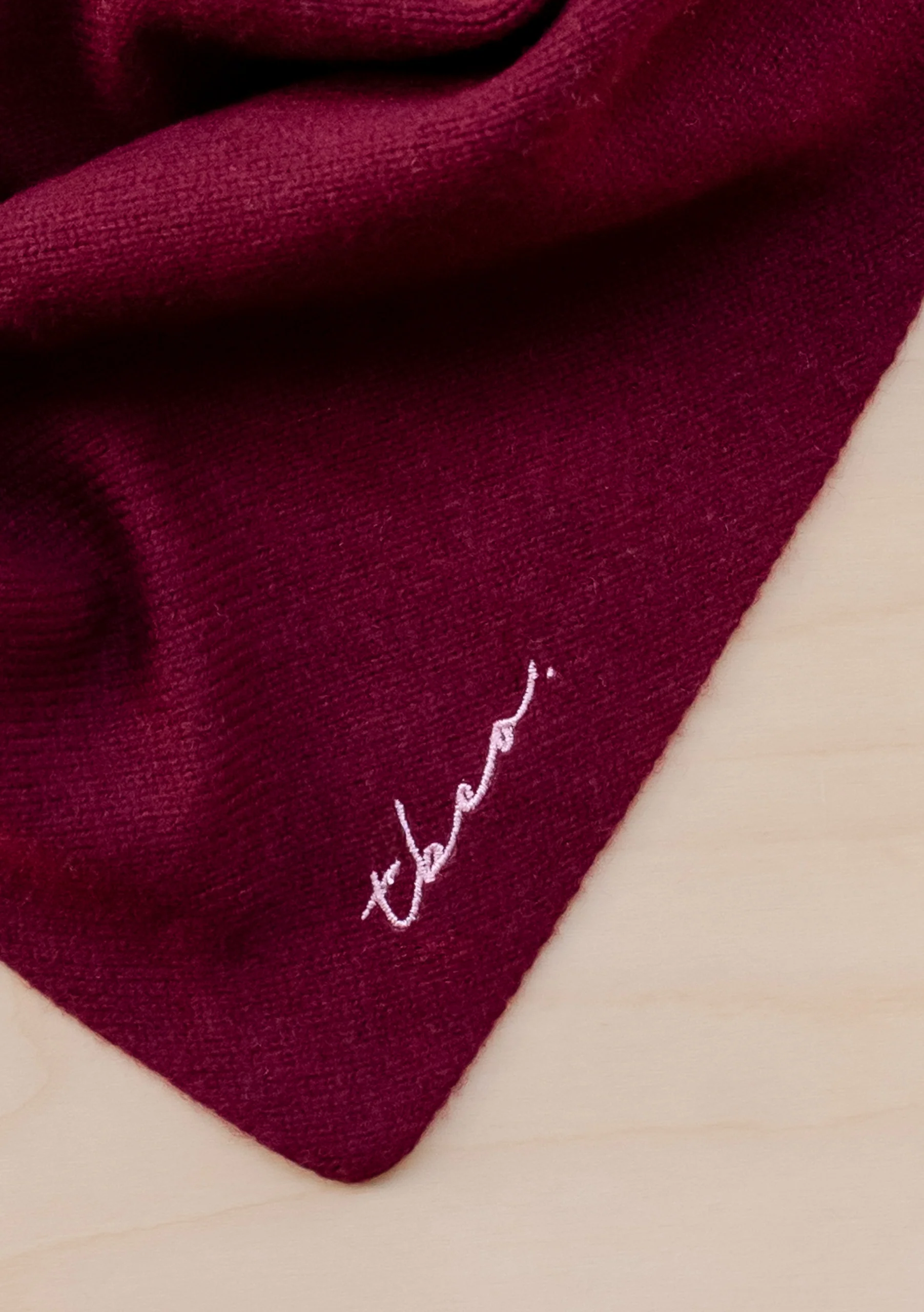 Merino Wool Triangle Scarf in Burgundy - Image 4