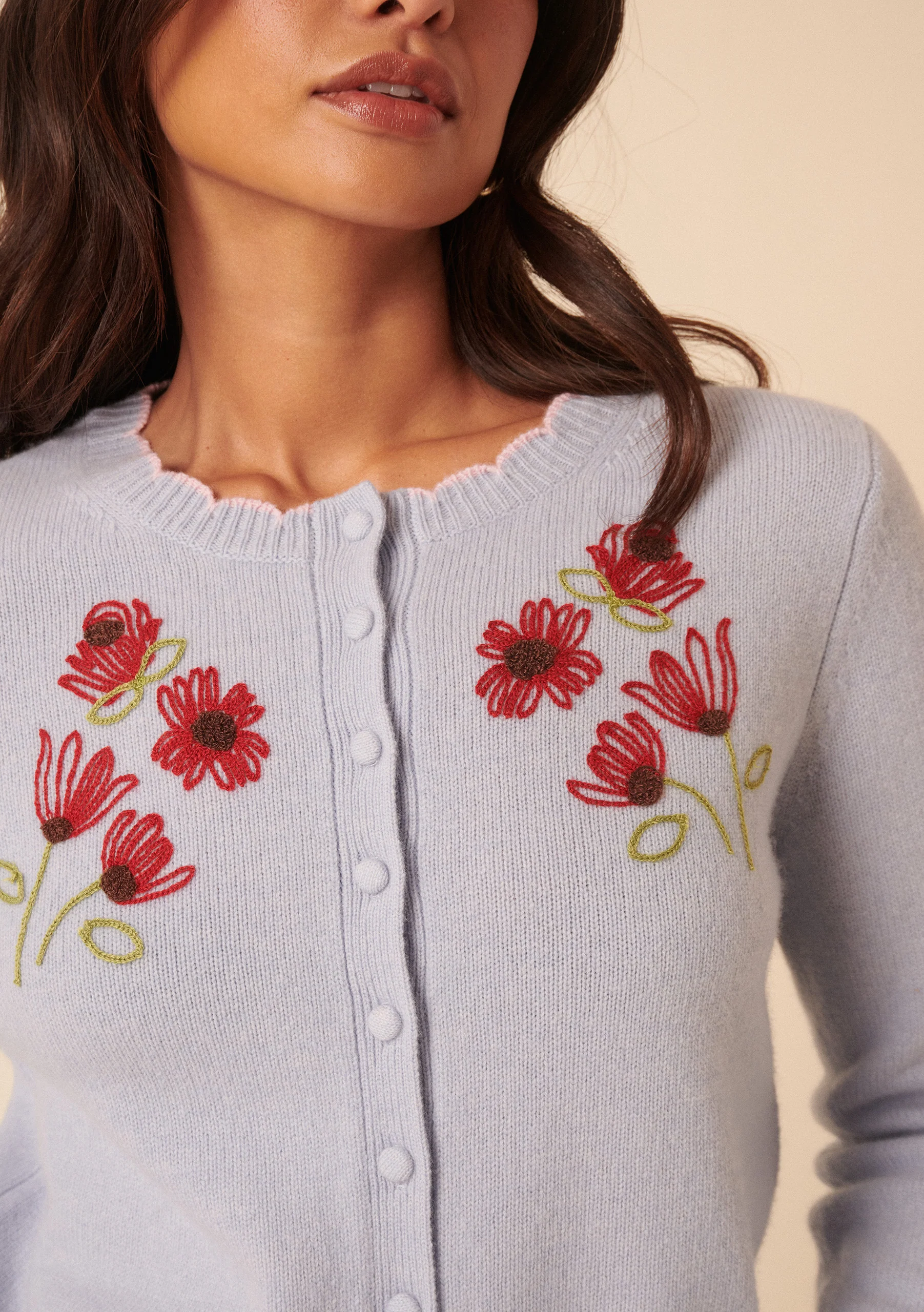 Nobody's Child x TBCo Blue Floral Embroidered Wool Cardigan - Image 5