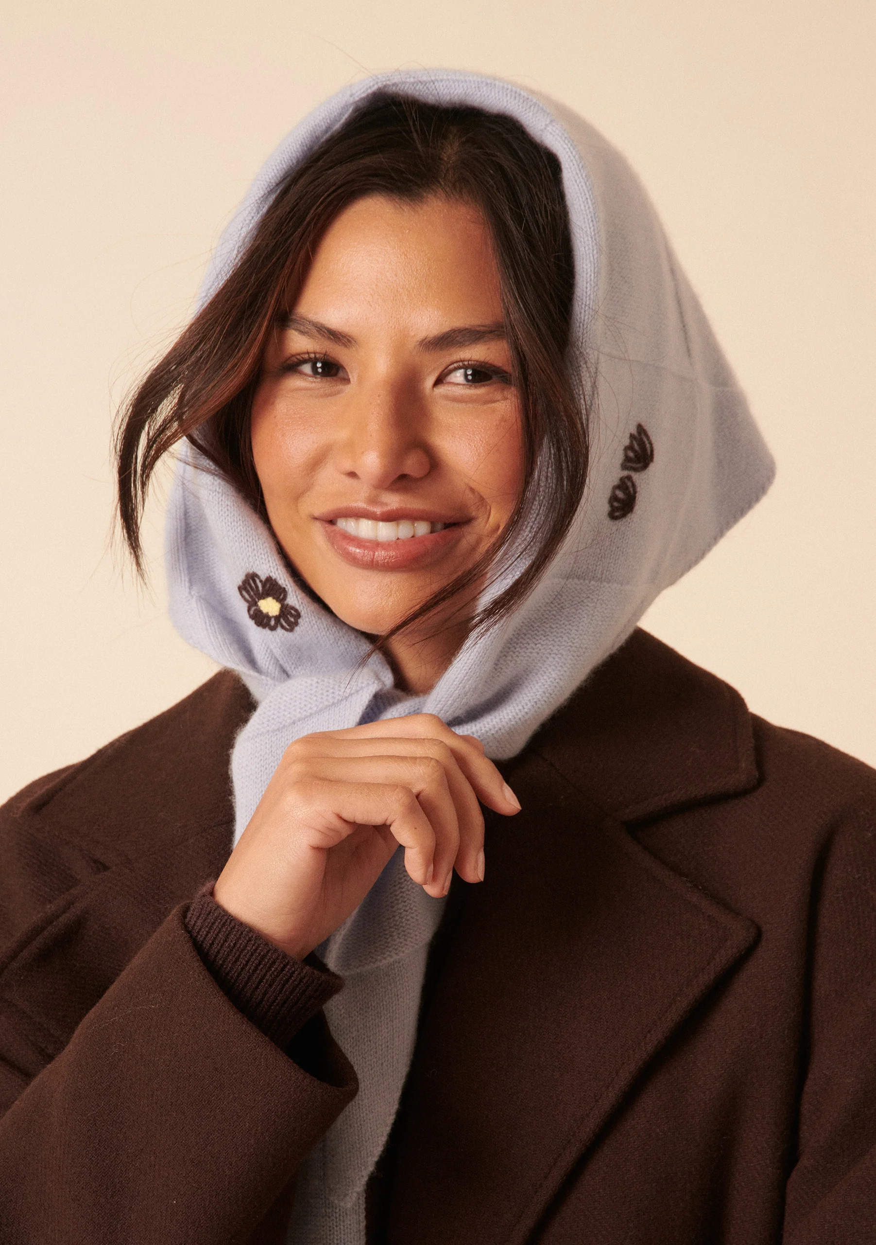Nobody's Child x TBCo Blue Floral Wool Triangle Scarf - Image 6