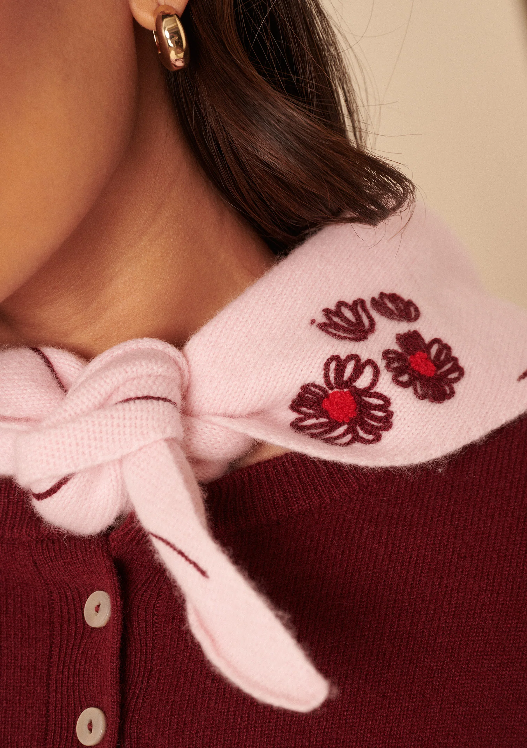 Nobody's Child x TBCo Pink Floral Wool Triangle Scarf - Image 5