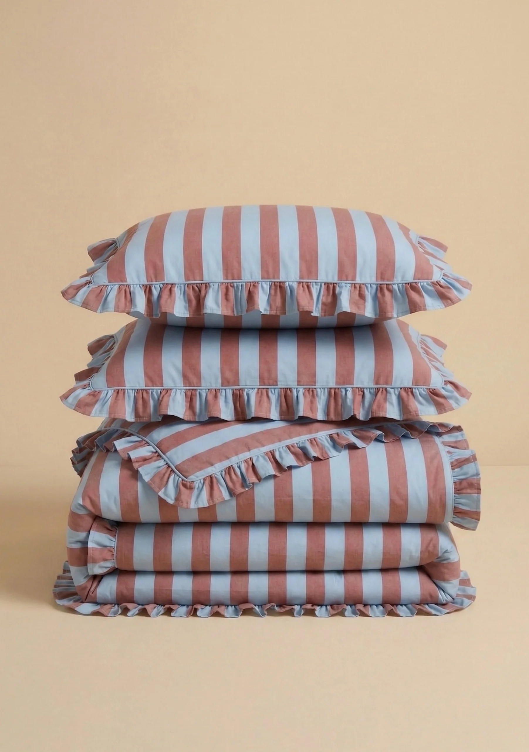 Pair of Cotton Pillowcases in Blue & Red Stripe - Image 4