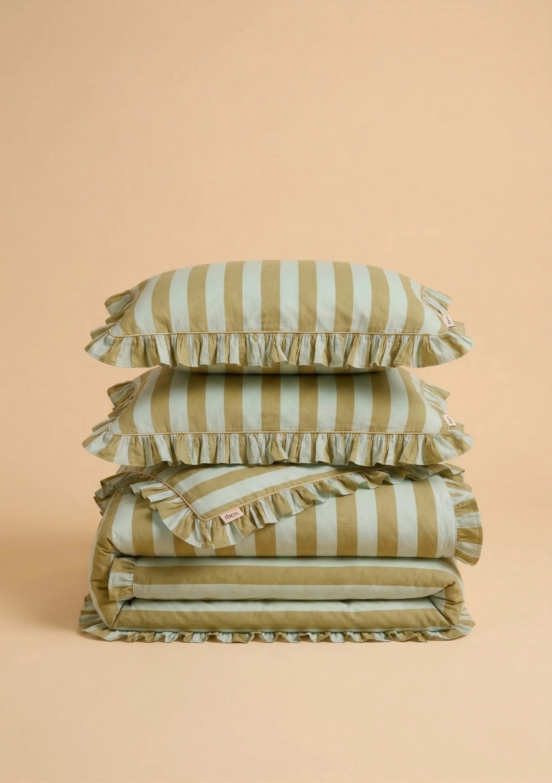 Pair of Cotton Pillowcases in Mint Stripe - Image 4