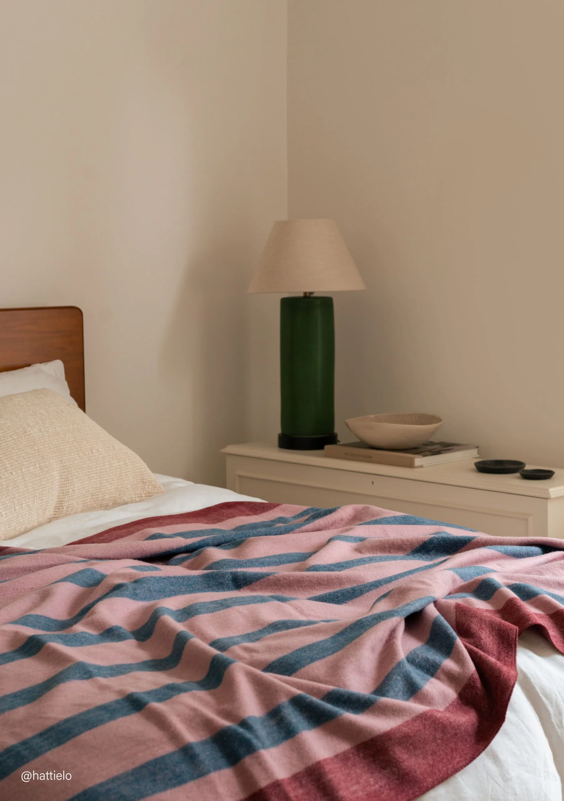Recycled Wool Blanket in Berry Frame Stripe - Image 3