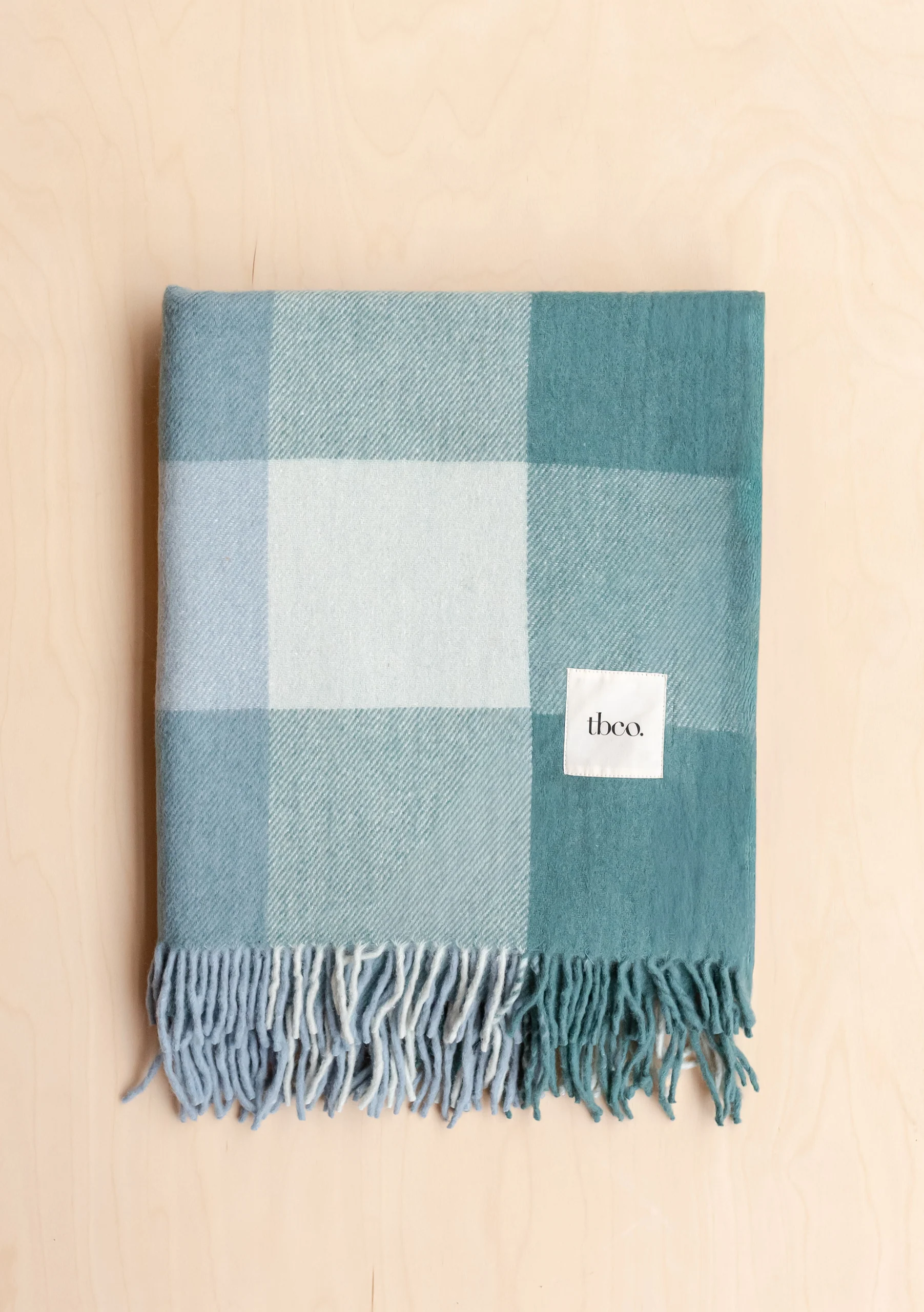Recycled Wool Blanket in Blue Bold Check - Image 3