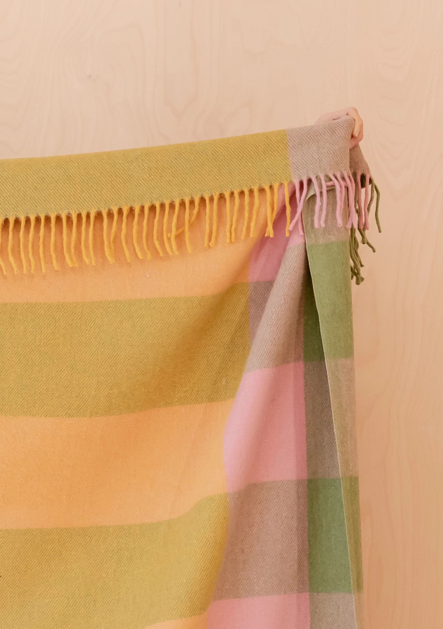 Recycled Wool Blanket in Green Bold Check - Image 3
