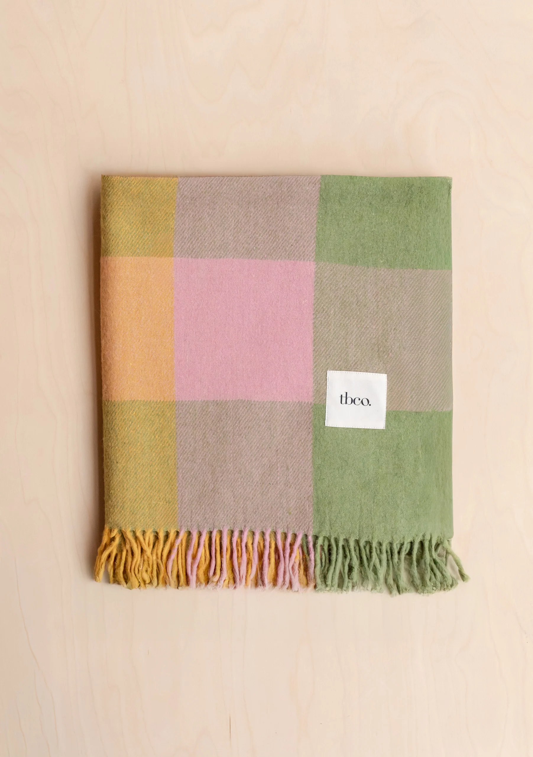 Recycled Wool Blanket in Green Bold Check - Image 4