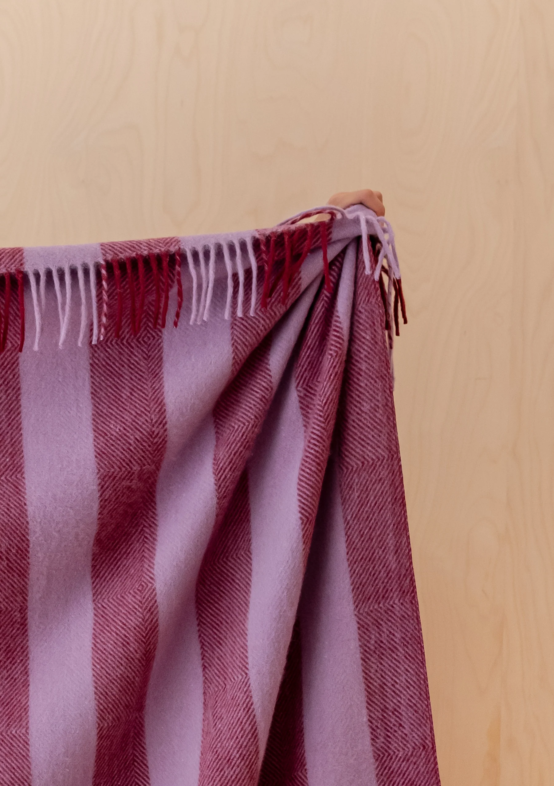 Recycled Wool Blanket in Lilac Diamond Stripe - Image 3