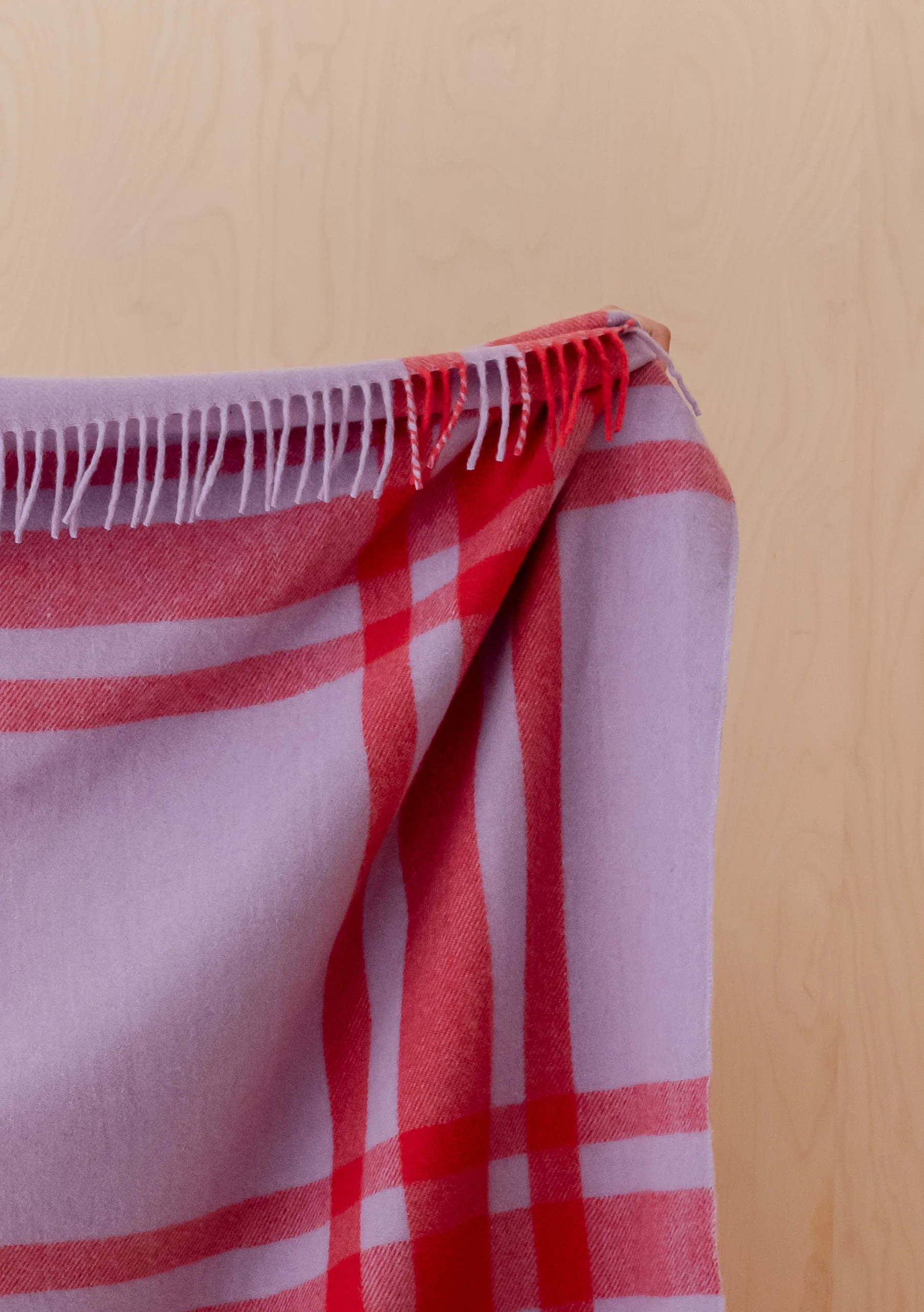 Recycled Wool Blanket in Lilac Modern Tartan - Image 2