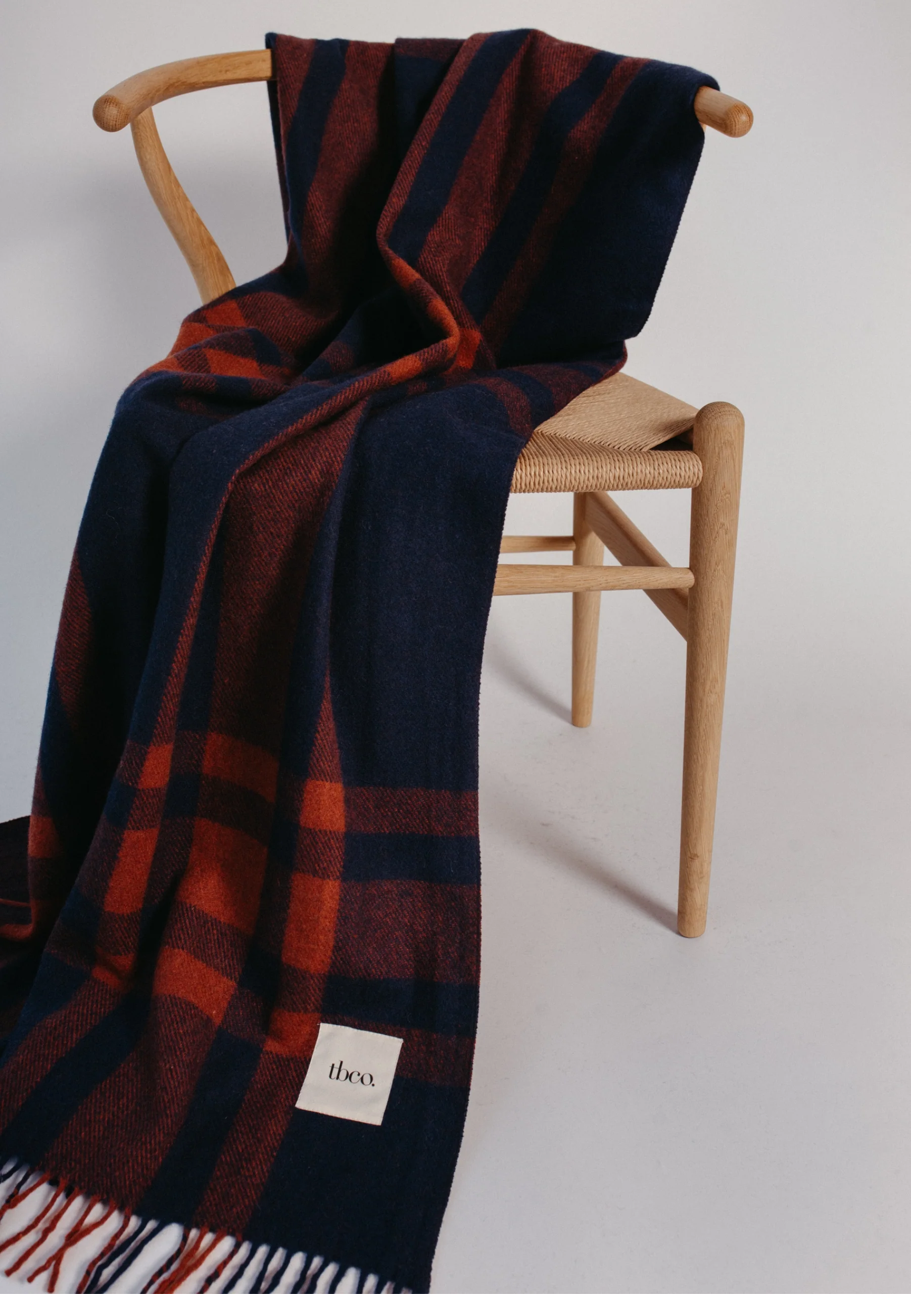 Recycled Wool Blanket in Navy Modern Tartan - Image 2