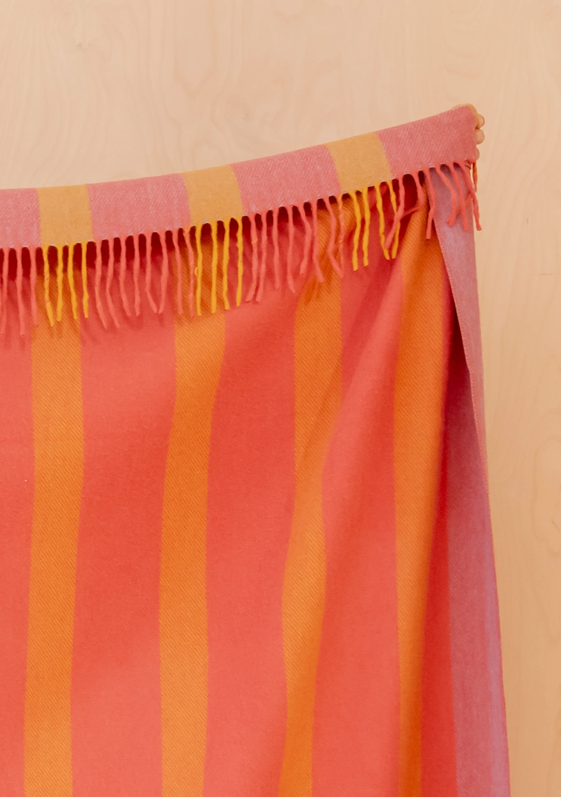 Recycled Wool Blanket in Orange Frame Stripe - Image 4