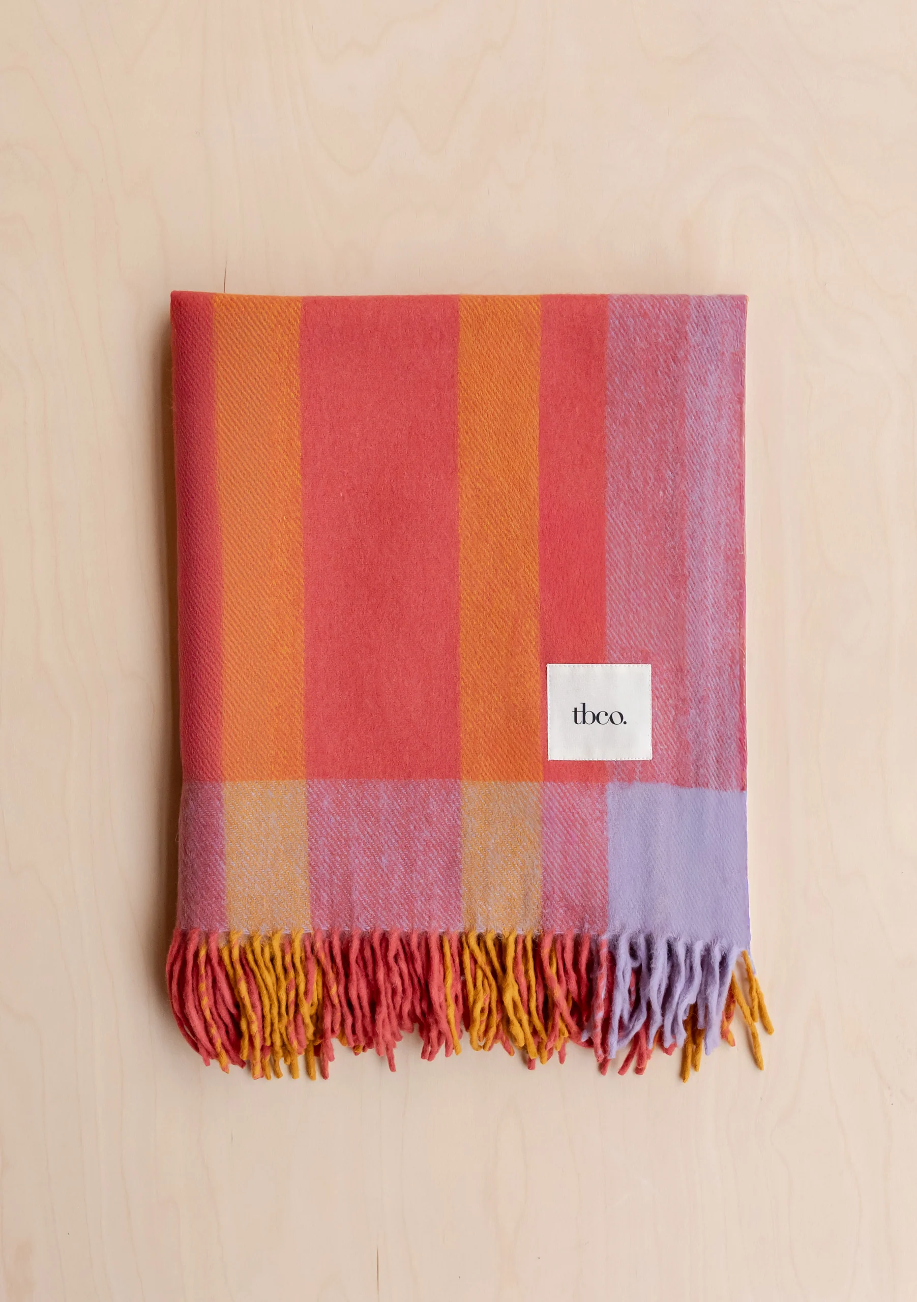 Recycled Wool Blanket in Orange Frame Stripe - Image 5