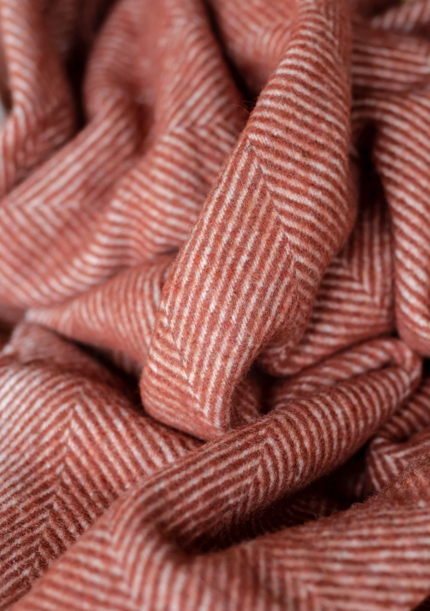 Recycled Wool Blanket in Rust Herringbone - Image 2