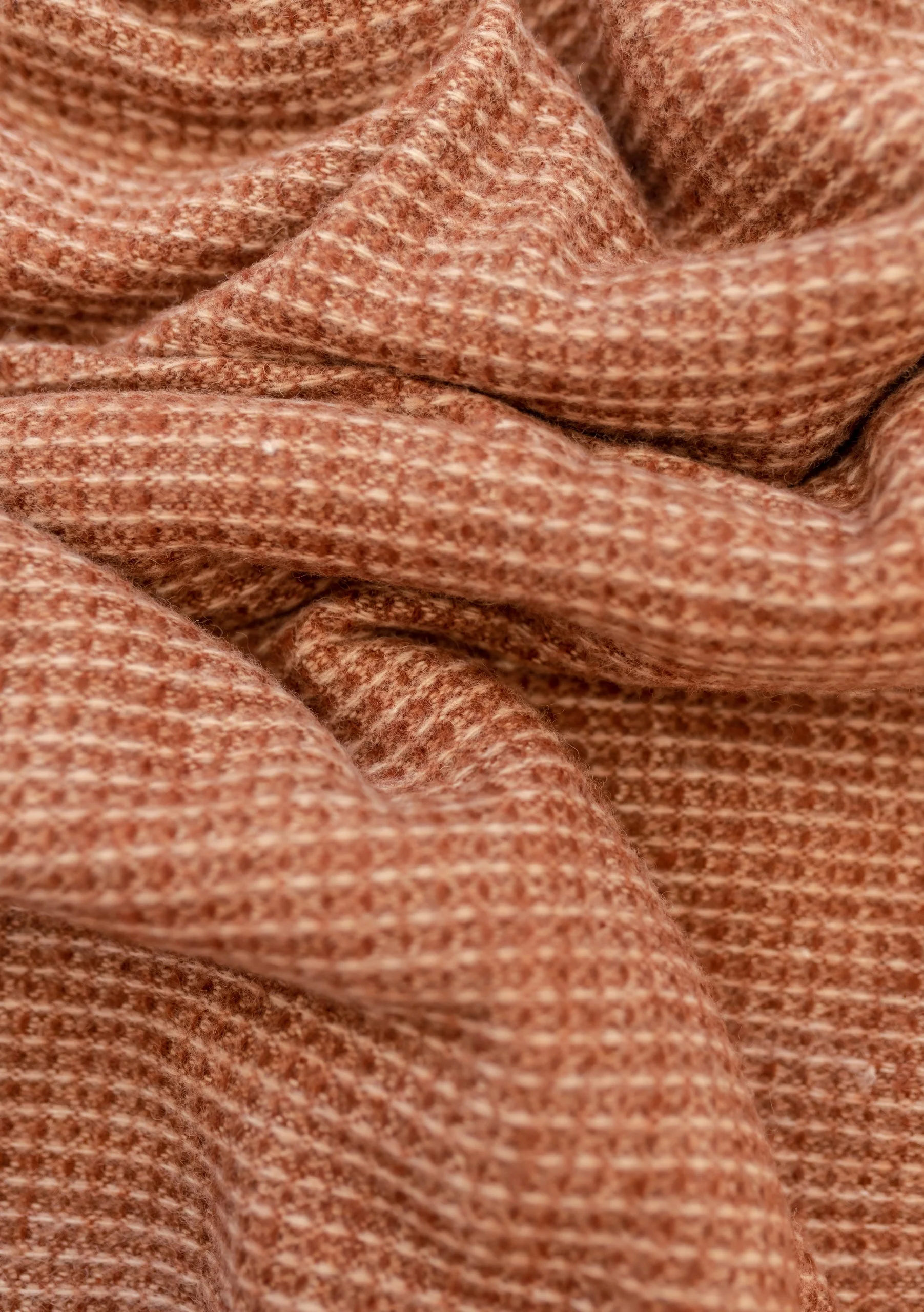 Recycled Wool Blanket in Rust Waffle - Image 2