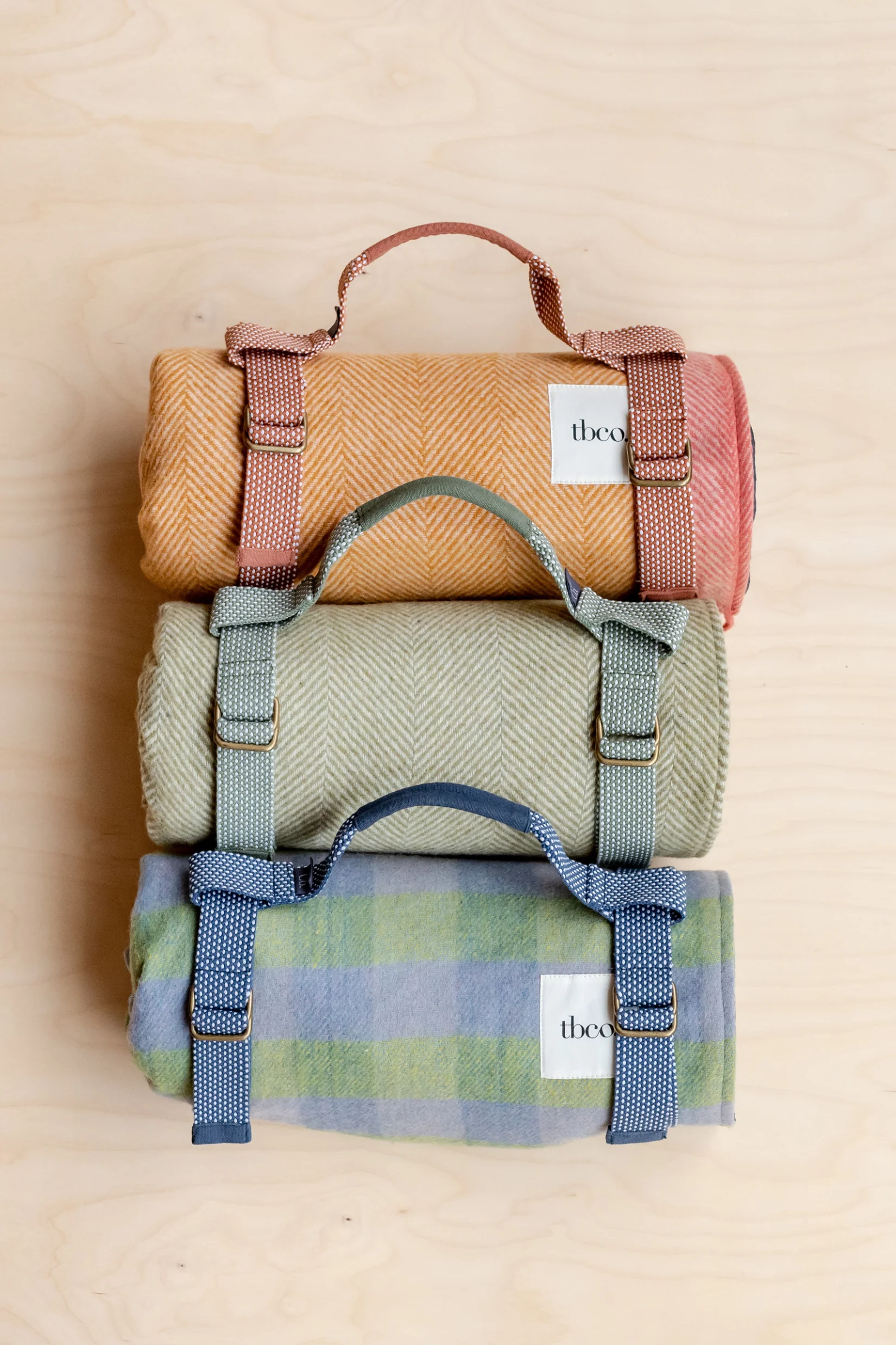 Recycled Wool Picnic Blanket in Orange Frame Stripe - Image 3