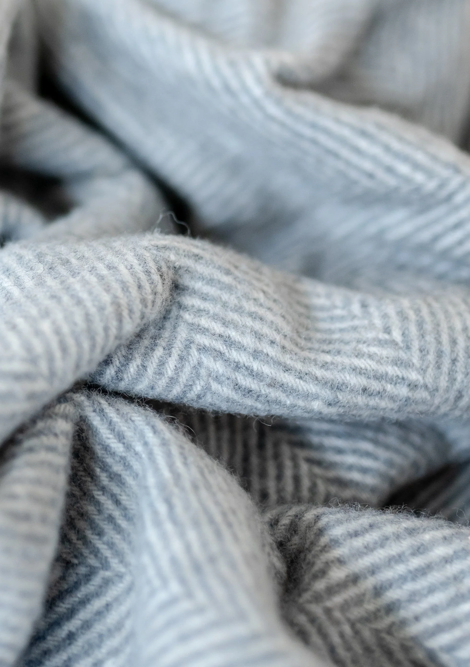 Recycled Wool Small Blanket in Charcoal Herringbone - Image 2