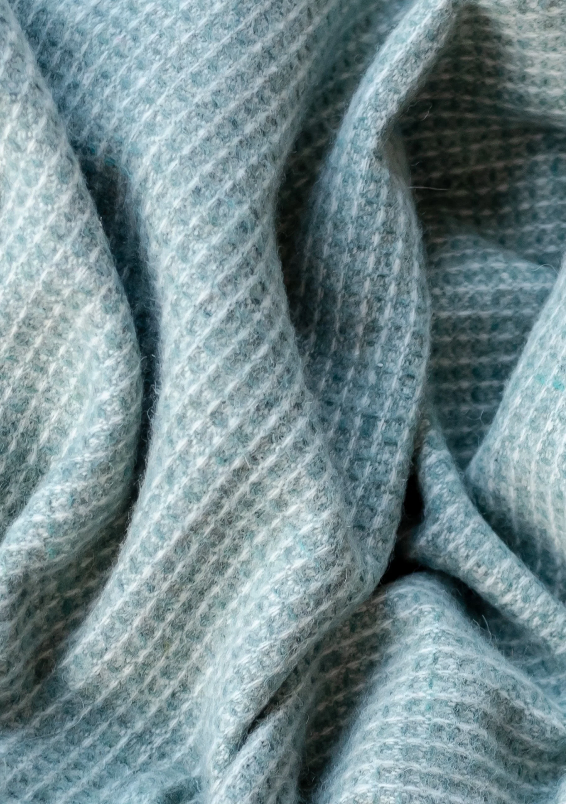 Recycled Wool Waffle Blanket in Sage - Image 4