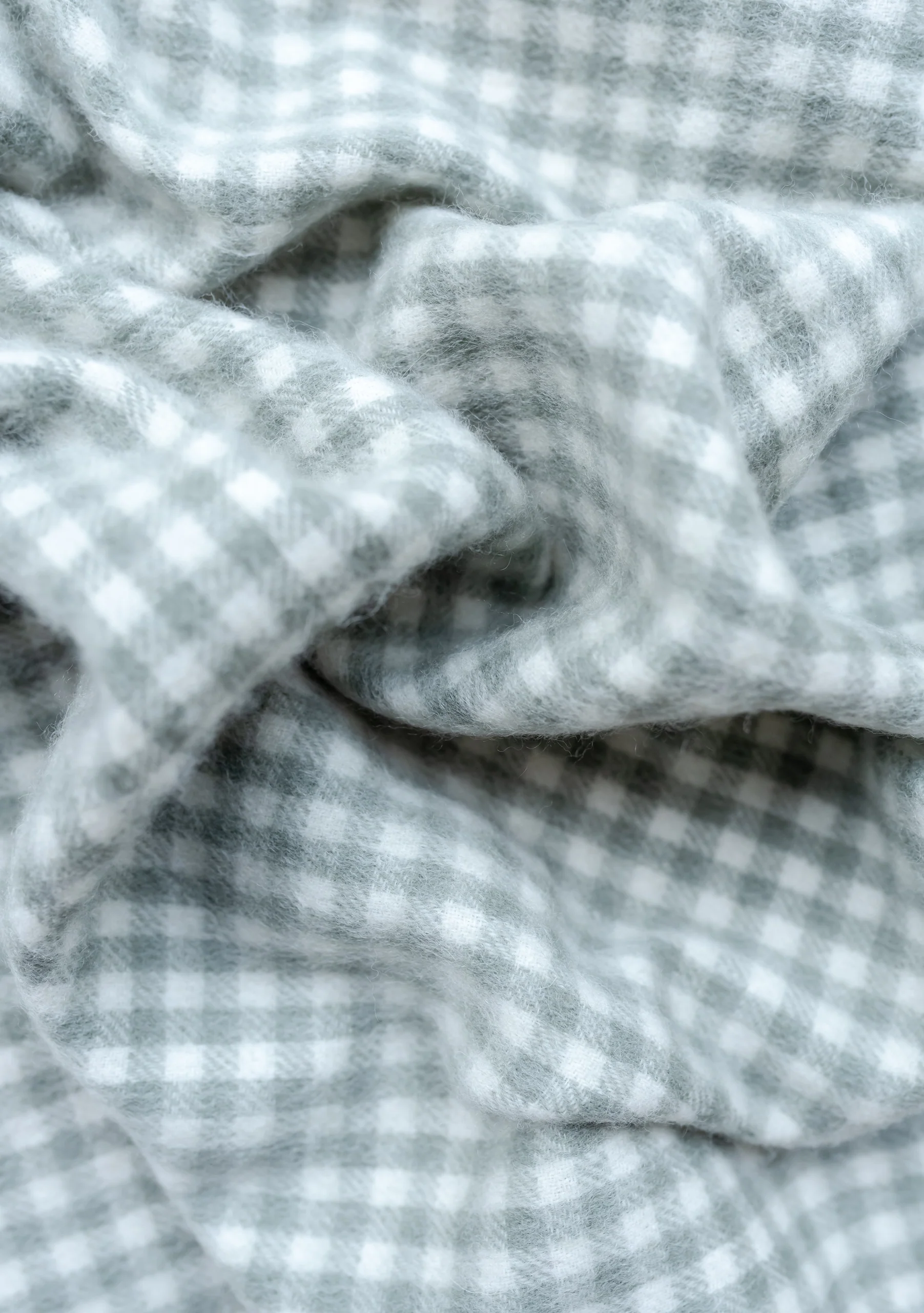 Lambswool Baby Blanket in Sage Nursery Gingham - Image 3