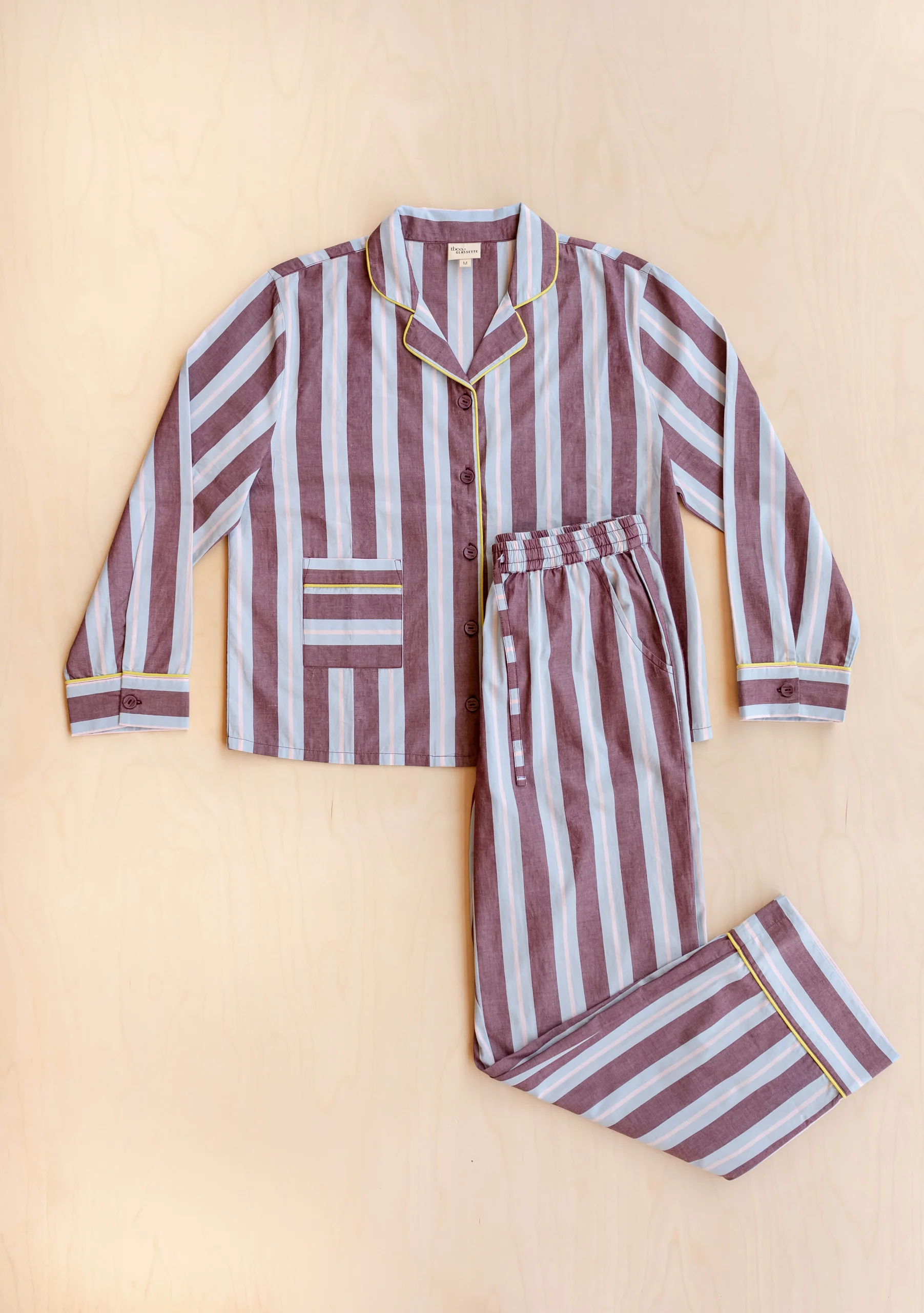 TBCo x Glassette Cotton Pyjamas in Berry Stripe - Image 6