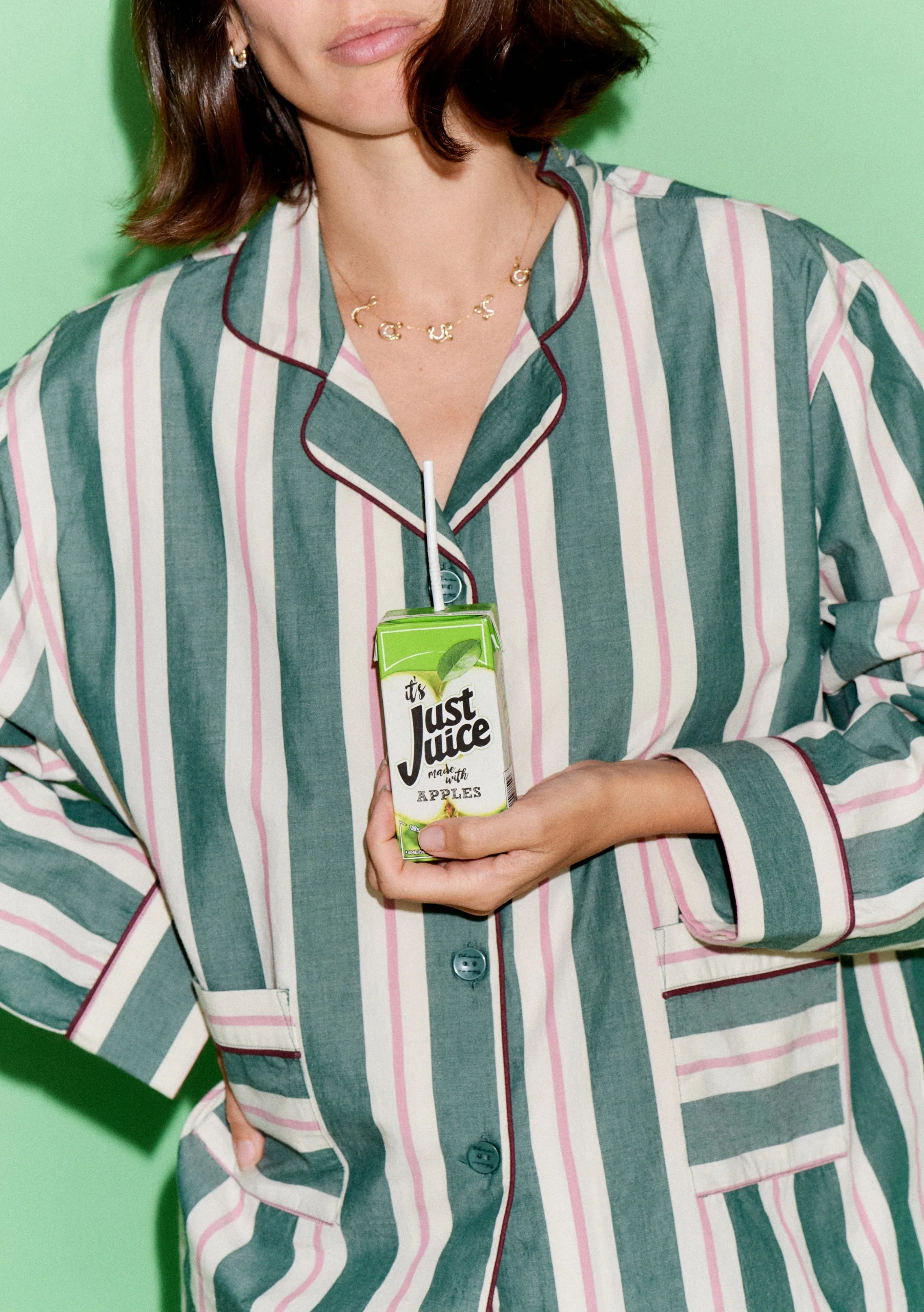 TBCo x Glassette Cotton Pyjamas in Green Stripe - Image 3