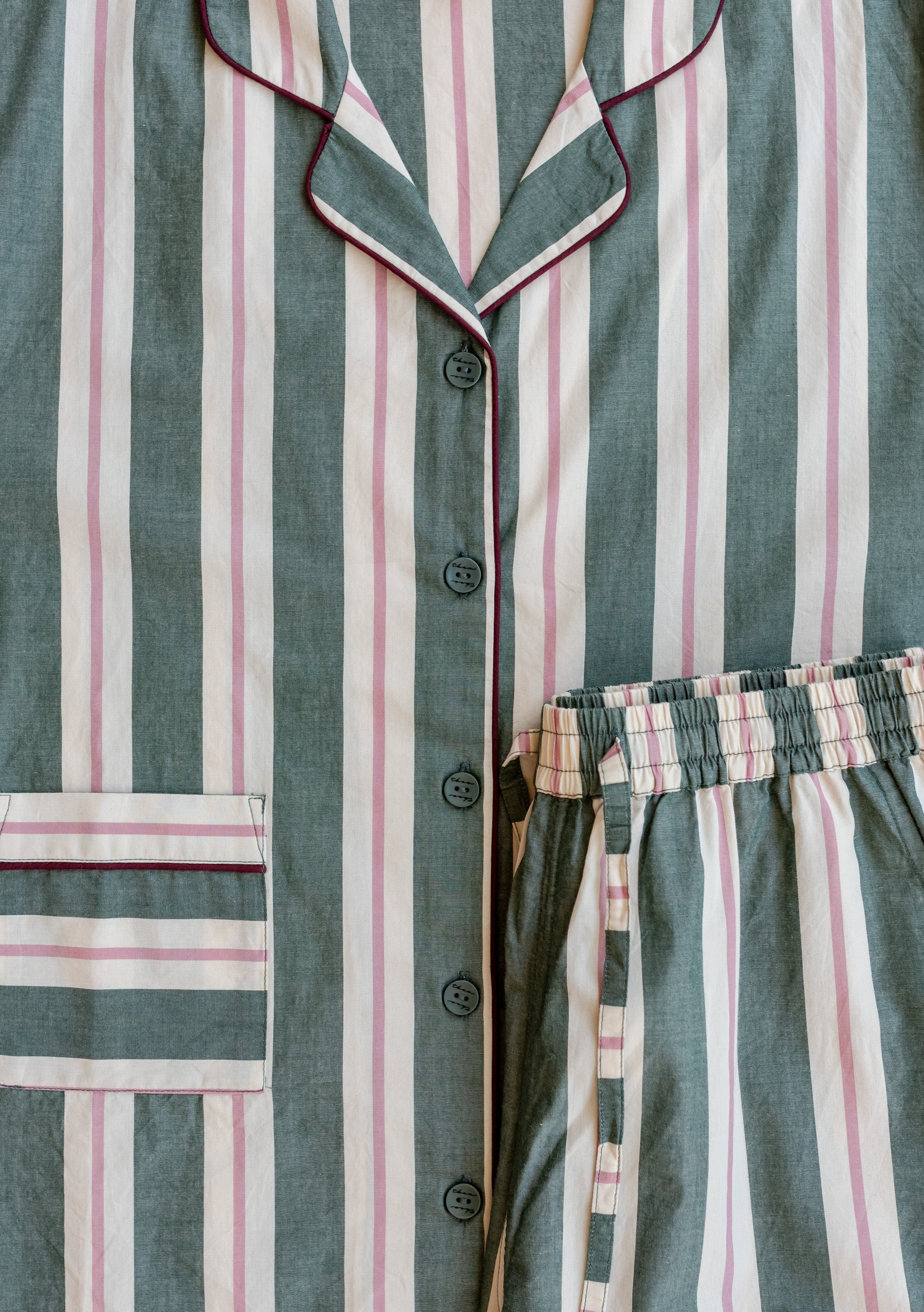 TBCo x Glassette Cotton Pyjamas in Green Stripe - Image 5