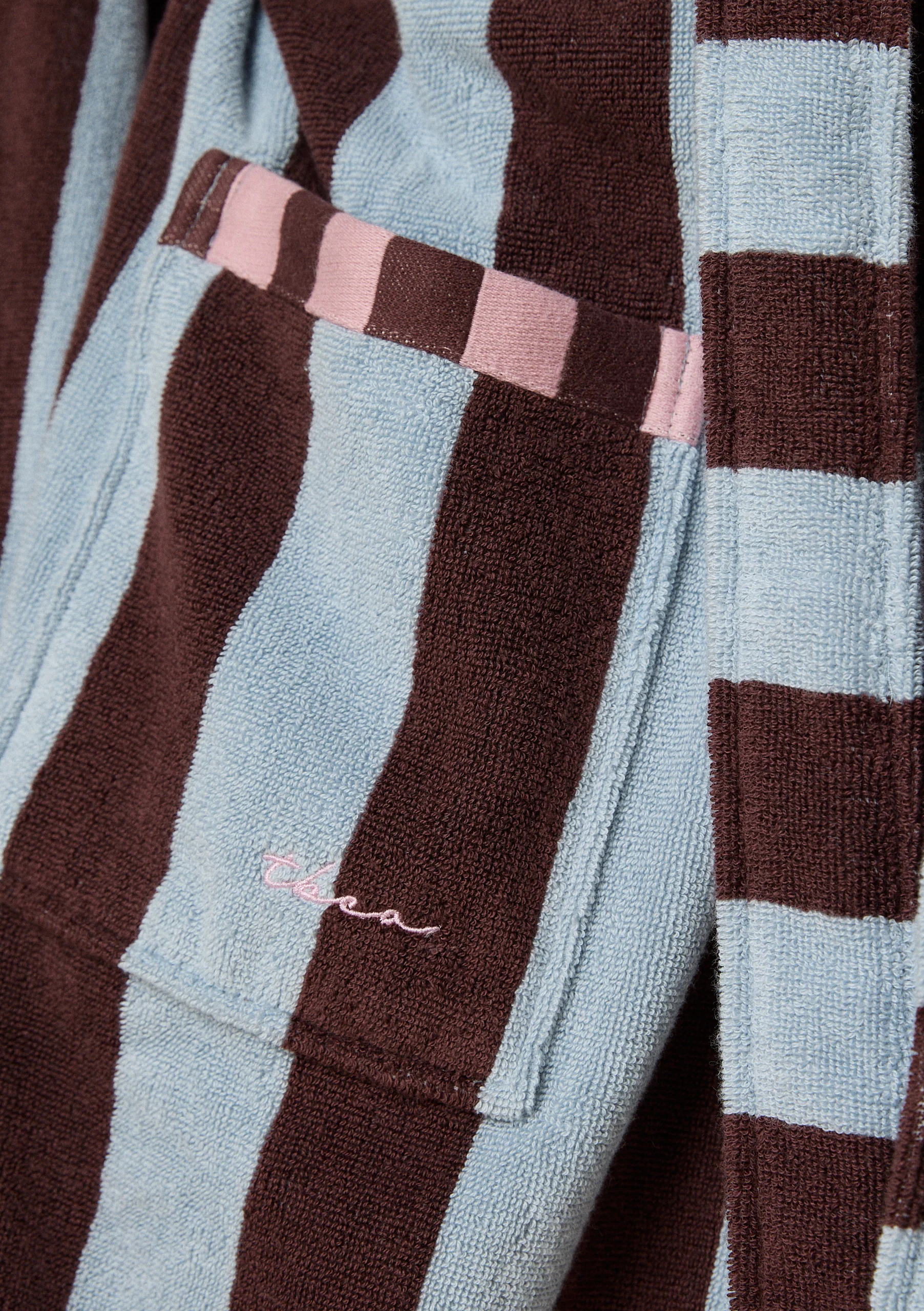 Terry Cotton Bath Robe in Blue Stripe - Image 5