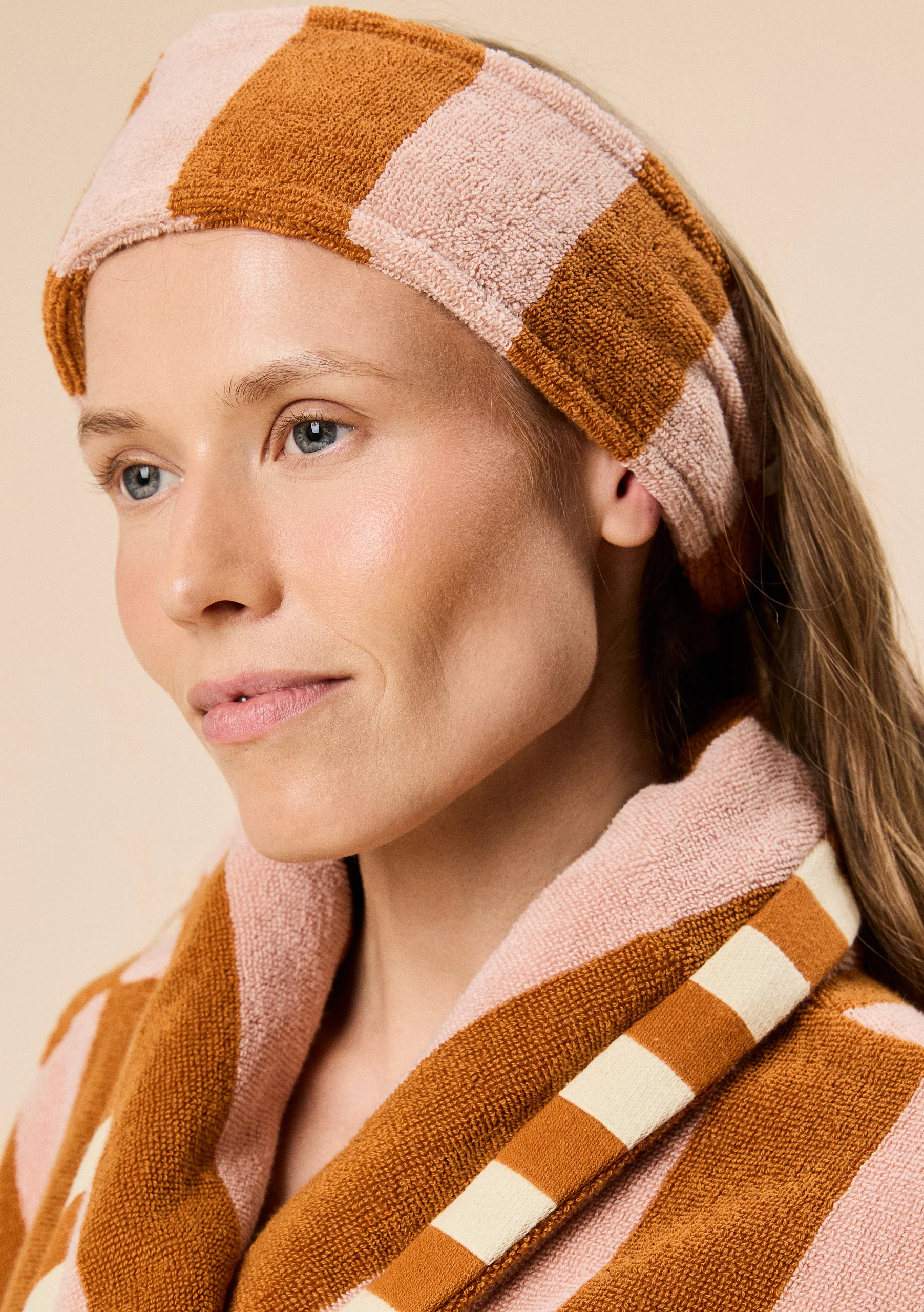 Terry Cotton Hair Tie in Honeycomb Stripe