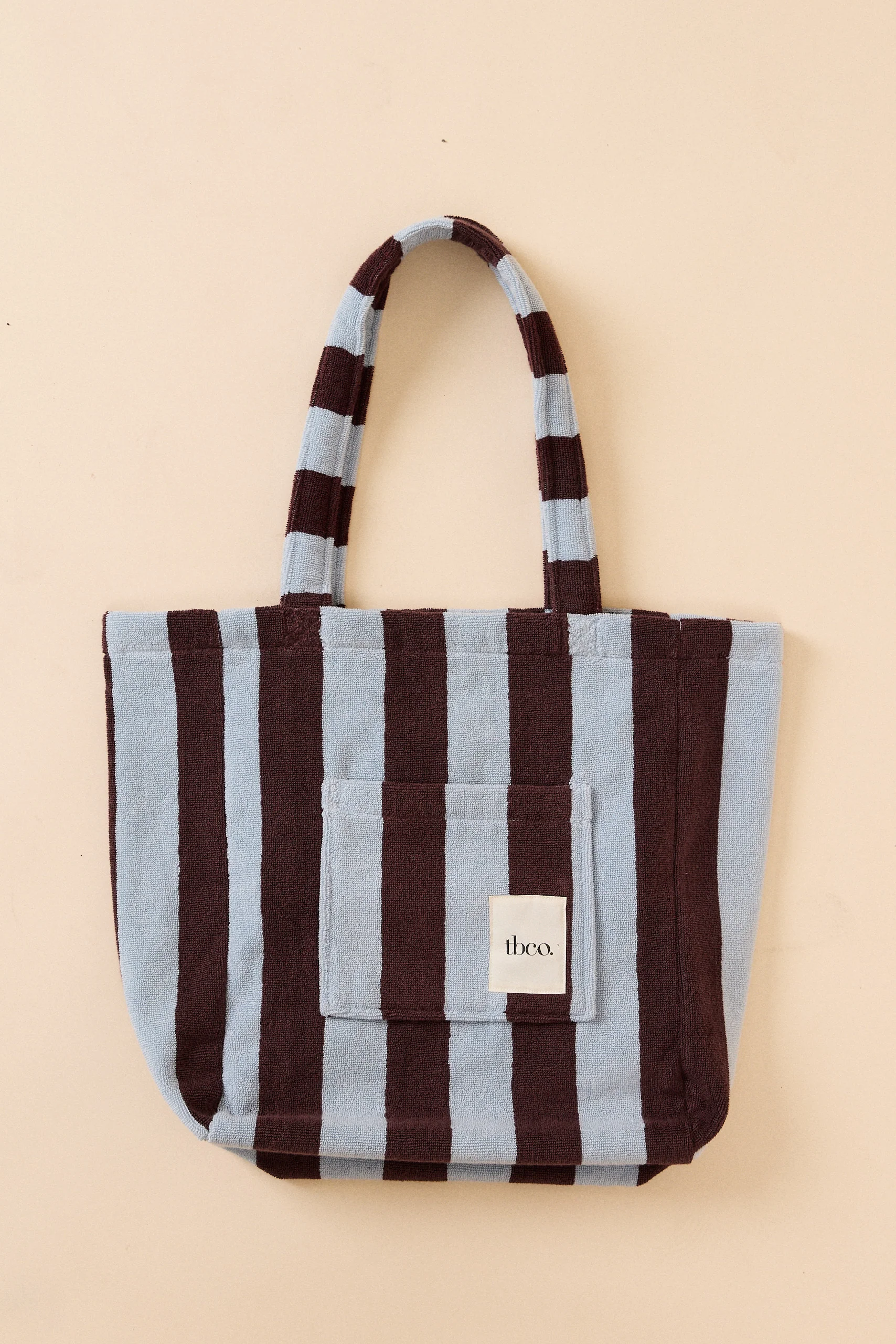 Terry Cotton Tote Bag in Blue Stripe - Image 3