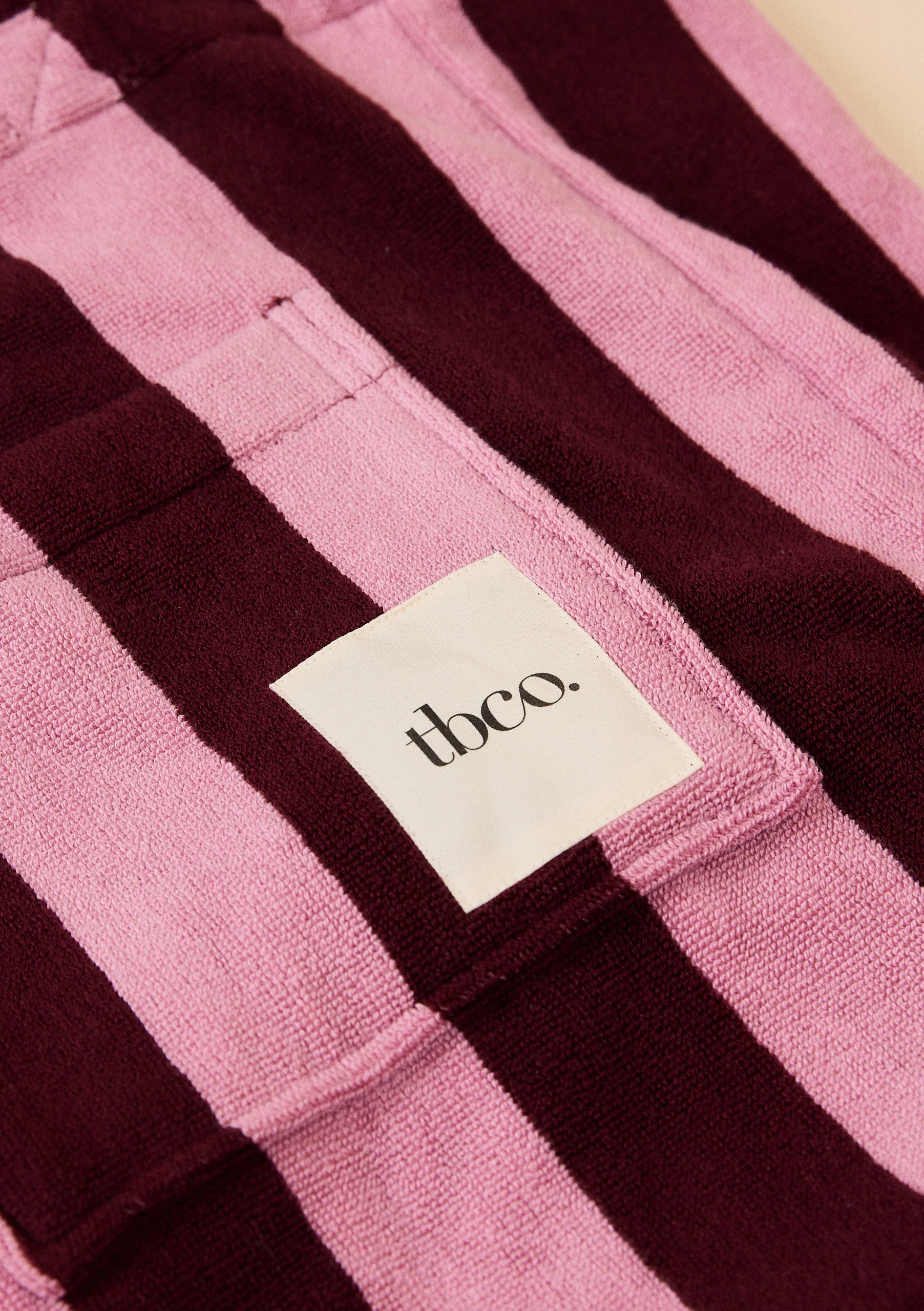 Terry Cotton Tote Bag in Burgundy Stripe - Image 5