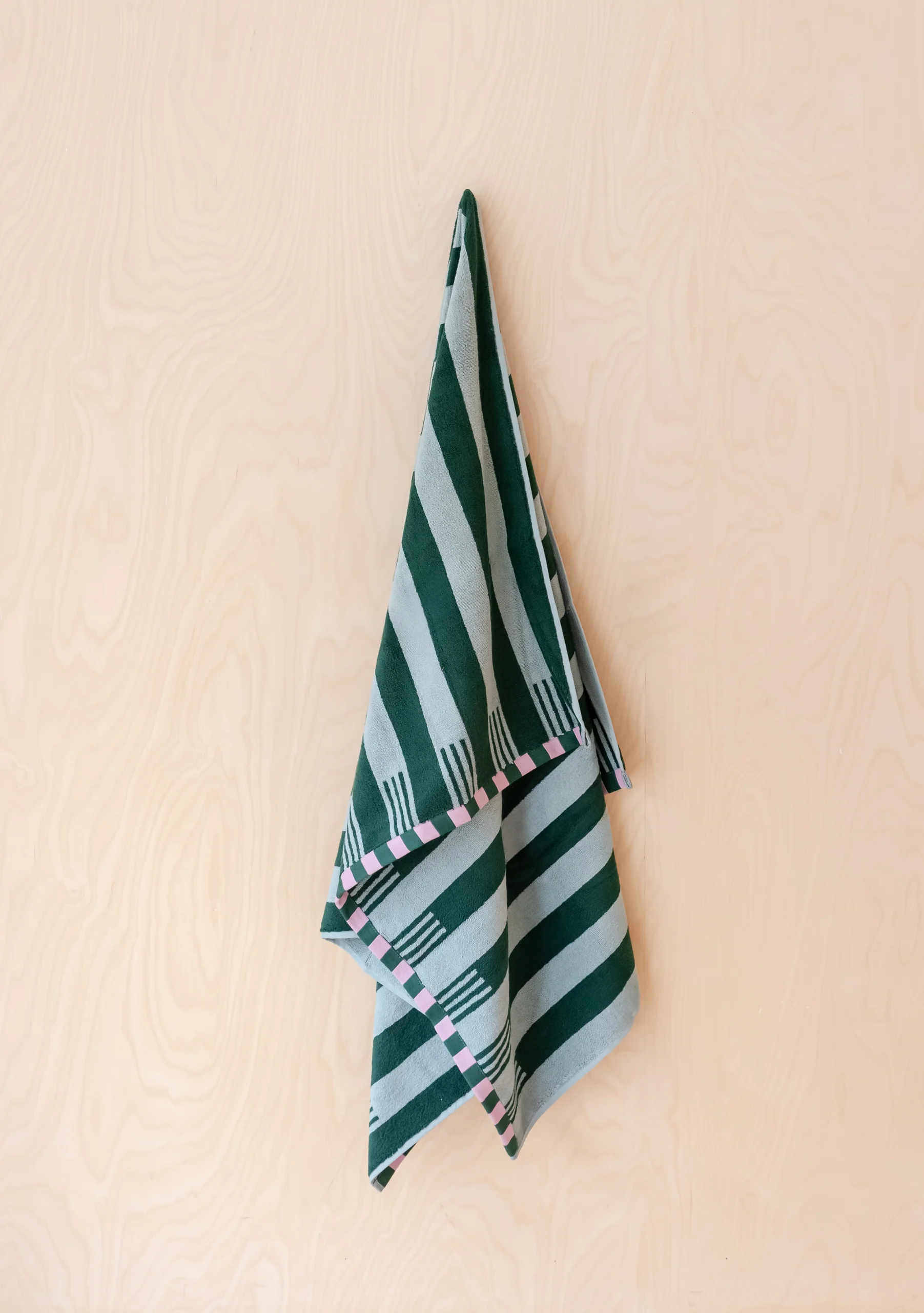 Terry Cotton Towels in Green Stripe - Image 4