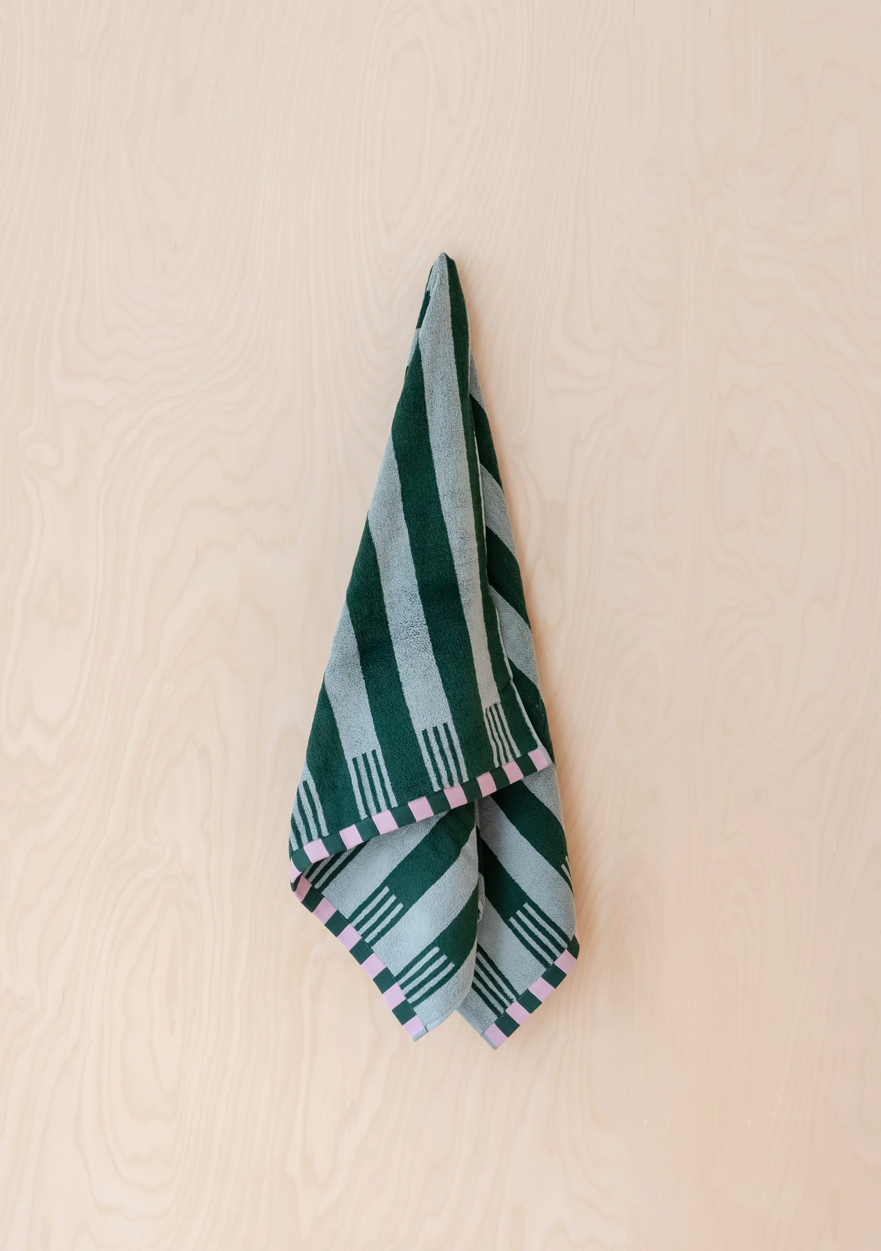Terry Cotton Towels in Green Stripe - Image 5
