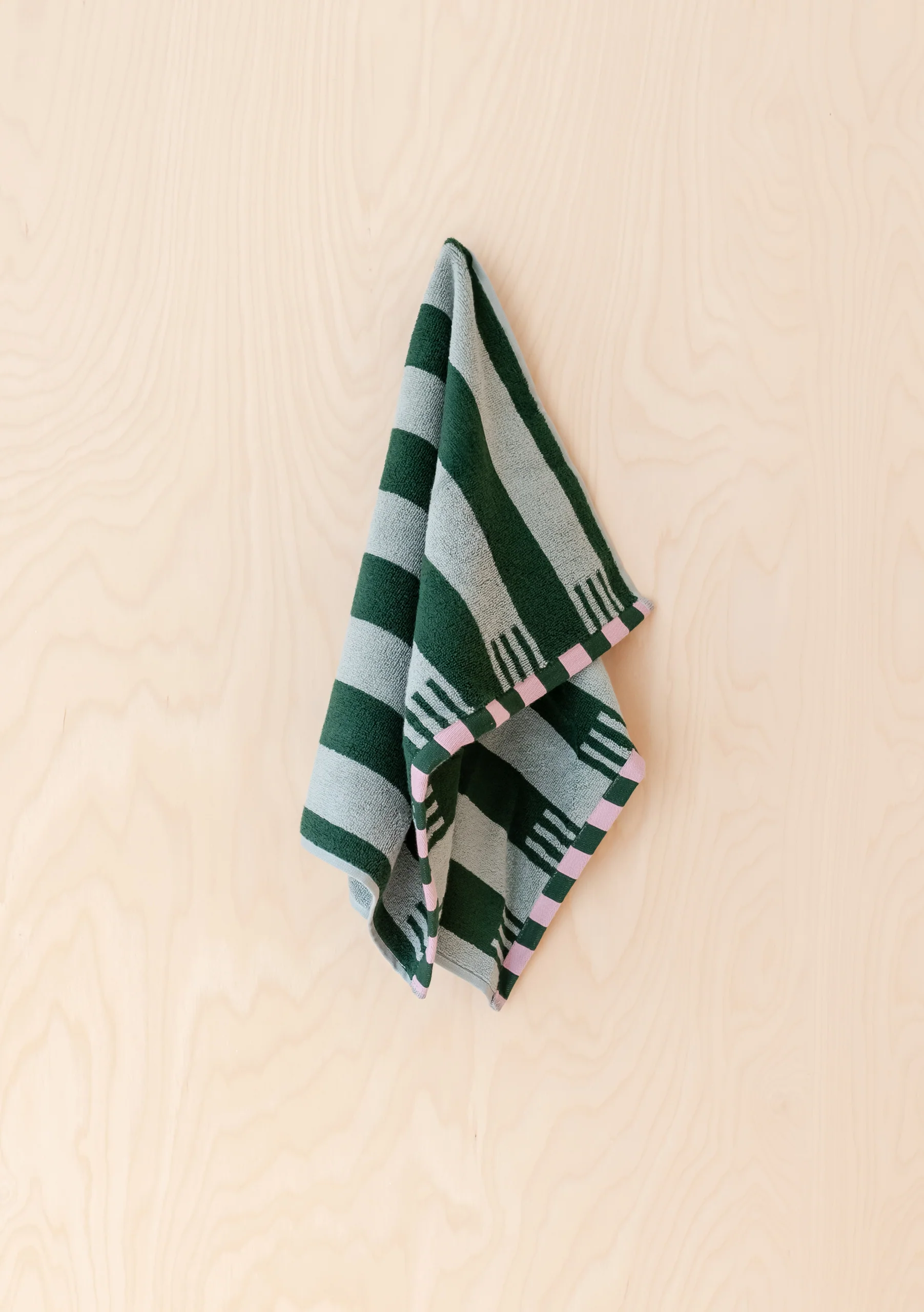 Terry Cotton Towels in Green Stripe - Image 6