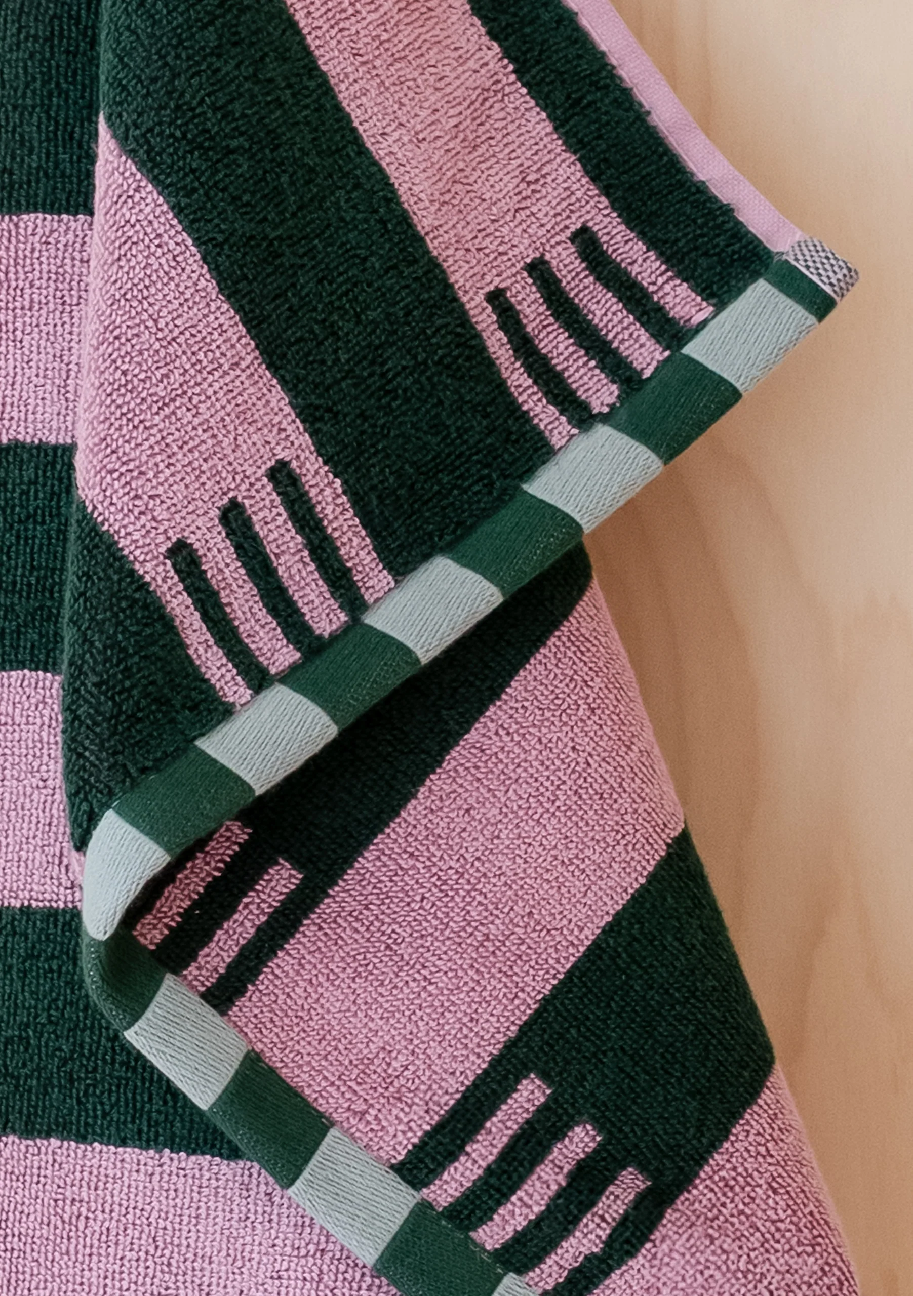 Terry Cotton Towels in Rose Stripe - Image 4